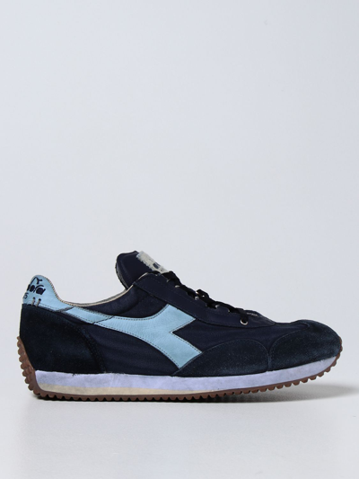 Diadora Equipe  Heritage Trainers In Nubuck In Blue