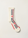 Gcds Slogan Intarsia Ribbed-knit Socks In White