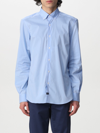 Fay Logo-patch Checked Shirt In Gnawed Blue