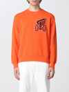 Hogan Cotton Sweatshirt With Logo Patch In Coral