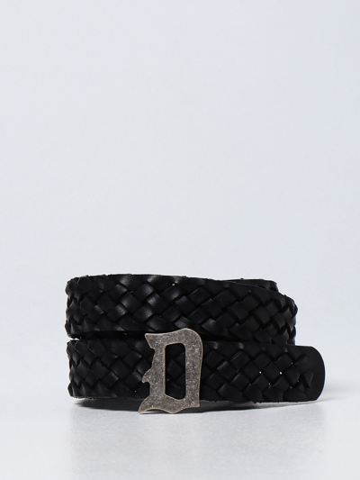 Dondup Belt In Woven Leather In Black