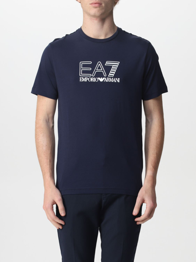 Ea7 Basic  T-shirt With Logo In Blue