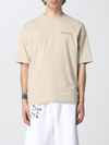 Off-white Offwhite Cotton Tshirt With Logo In Sand