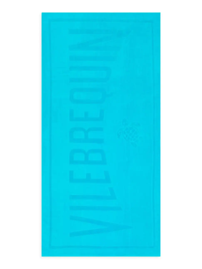 Vilebrequin Cotton Jacquard Logo Towel In Ming Blue