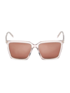 Saint Laurent Corner Angle 56mm Square Sunglasses In Shiny Transparent
