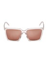 Saint Laurent Women's Corner Angle 56mm Square Sunglasses In Shiny Transparent