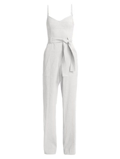 A.l.c Mila Stretch Linen Belted Jumpsuit In White