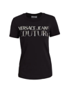 Versace Jeans Couture Mirrored Logo Cotton Jersey T-shirt In Black