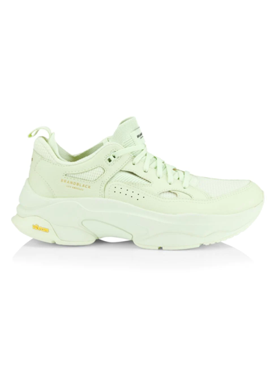 Brandblack Saga Mix-media Chunky Trainers In Lime