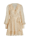 ZIMMERMANN WOMEN'S RUFFLED METALLIC SILK WRAP MINIDRESS