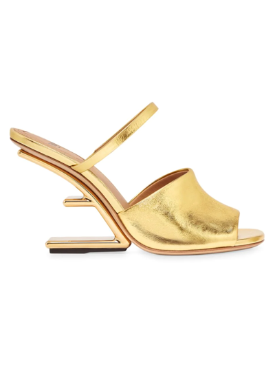 Fendi First Nappa Leather Heeled Sandals In Or