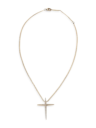 Lana Women's Flawless 14k Yellow Gold & Diamond Spiked Cross Pendant Necklace