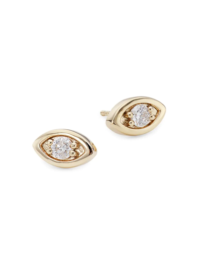 Sydney Evan Women's 14k Yellow Gold & Diamond Large Evil-eye Stud Earrings In Yg