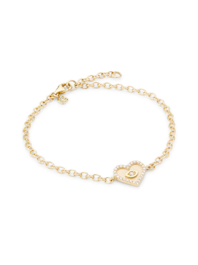 Sydney Evan Women's 14k Yellow Gold & Diamond Small Evil-eye Heart Charm Bracelet