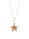 Sydney Evan Women's 14k Yellow Gold, Diamond, & Orange Sapphire Plumeria Pendant Necklace