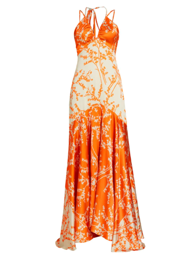 Silvia Tcherassi Cedrina Floral Maxi Dress In Orange
