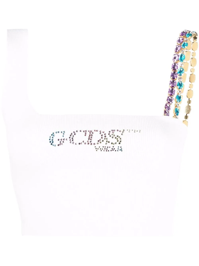 Gcds Crystal-embellished Crop Top In White