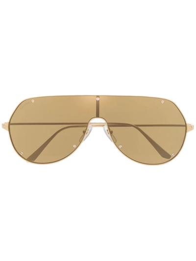 Cartier Tinted Pilot-frame Sunglasses In Gold