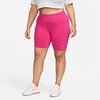 Nike Women's Sportswear Essential Mid-rise Bike Shorts (plus Size) In Active Pink/white