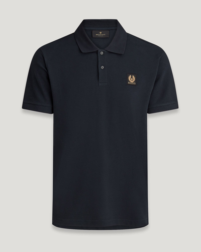 Belstaff Logo-patch Regular-fit Cotton Polo Shirt In Dark Ink