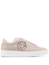 Philipp Plein Low-top Leather Sneakers In Neutrals