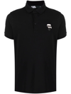 Karl Lagerfeld Ikonik Karl-patch Cotton Polo Shirt In Schwarz