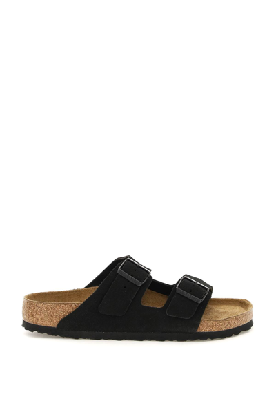 Birkenstock Arizona Mules Narrow Fit In Black Suede