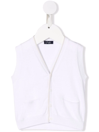Il Gufo Babies' Button-up Knitted Vest In Bianca