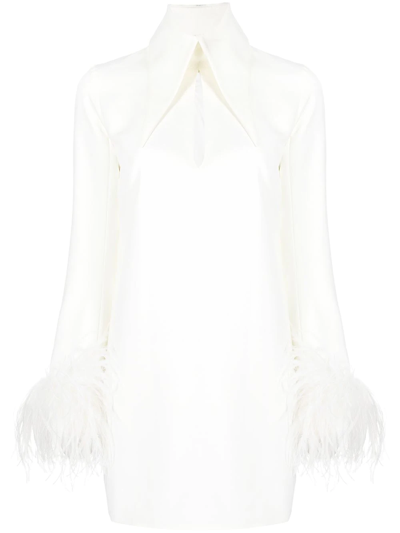 16arlington Michelle Feather-cuff Minidress In White