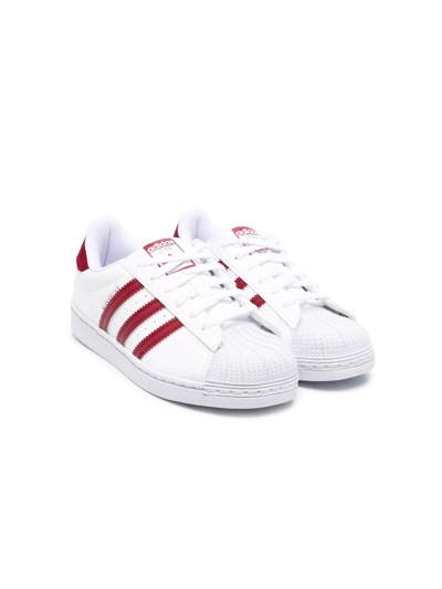 Adidas Originals Kids' Superstar Corduroy-trim Trainers In Белый,красный