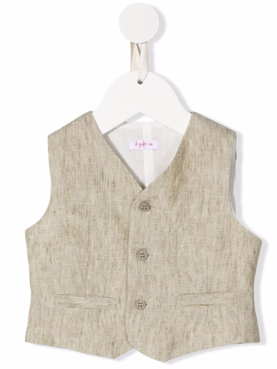 Il Gufo Babies' V-neck Button-up Waistcoat In Neutrals