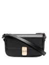 Apc Leather Shoulder Bag With Frontal Logo In Black