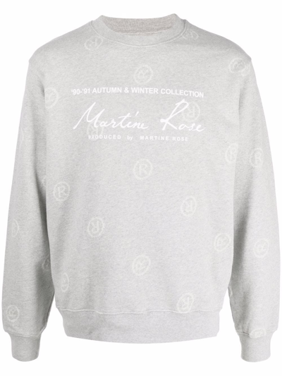 Martine Rose Logo Printed Crewneck Sweatshirt In Grmarl Grey Marl