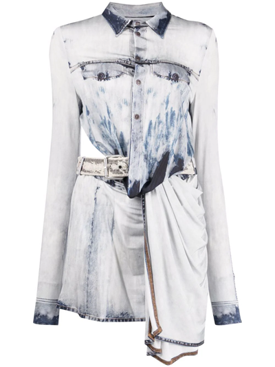 Diesel D-hanne Asymmetric Denim Dress In Light Blue,blue