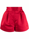 Styland High-waisted Satin Shorts In Red