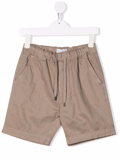 Paolo Pecora Kids' Drawstring-waist Cotton Shorts In Brown