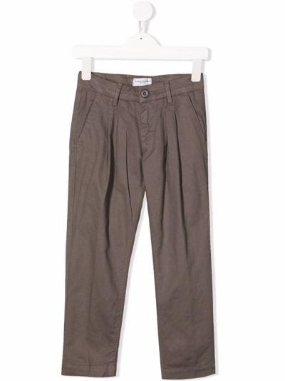 Paolo Pecora Kids' Pleat-detail Straight-leg Trousers In Neutrals