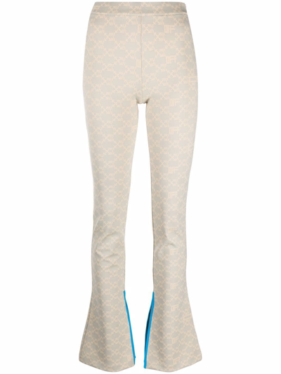 Off-white Monogram Ankle-slit Trousers In Green