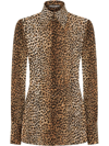 Dolce & Gabbana Leopard-print Silk Georgette Shirt In Brown