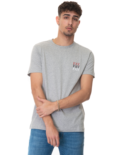 Fay T-shirt With Short Sleeves Light Grey Cotton Man