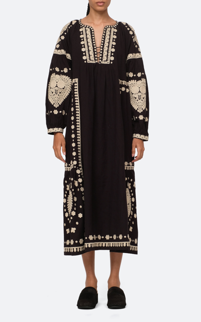 Sea Women's Holly Soutache Cotton Caftan Dress In Black