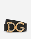Dolce & Gabbana Chic Baroque Logo Canvas Belt In Muted Cream Hues For Women In Black