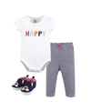 LITTLE TREASURE BABY GIRL BODYSUIT, PANTS AND PAIR OF SHOES