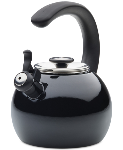 Circulon Enamel On Steel 2-qt. Whistling Teakettle With Flip-up Spout In Black