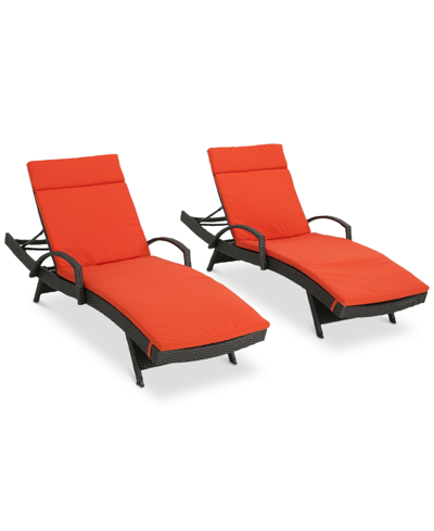 Noble House Baja Outdoor Chaise Lounge (set Of 2) In Orange