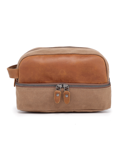 Tsd Brand Stone Creek Waxed Canvas Toiletry Bag In Khaki