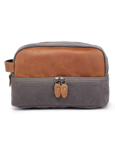 Tsd Brand Stone Creek Waxed Canvas Toiletry Bag In Gray