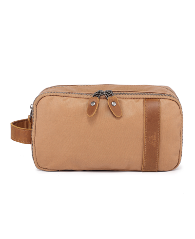 Tsd Brand Urban Light Coated Canvas Toiletry Bag In Khaki