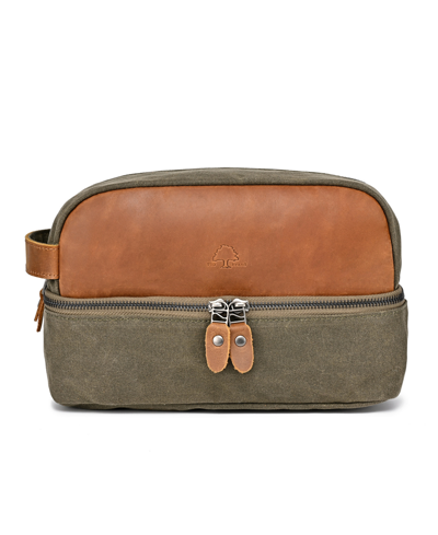 Tsd Brand Stone Creek Waxed Canvas Toiletry Bag In Olive