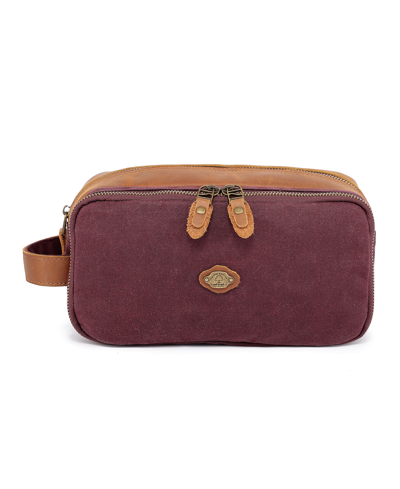 Tsd Brand Turtle Ridge Waxed Canvas Toiletry Bag In Burgundy